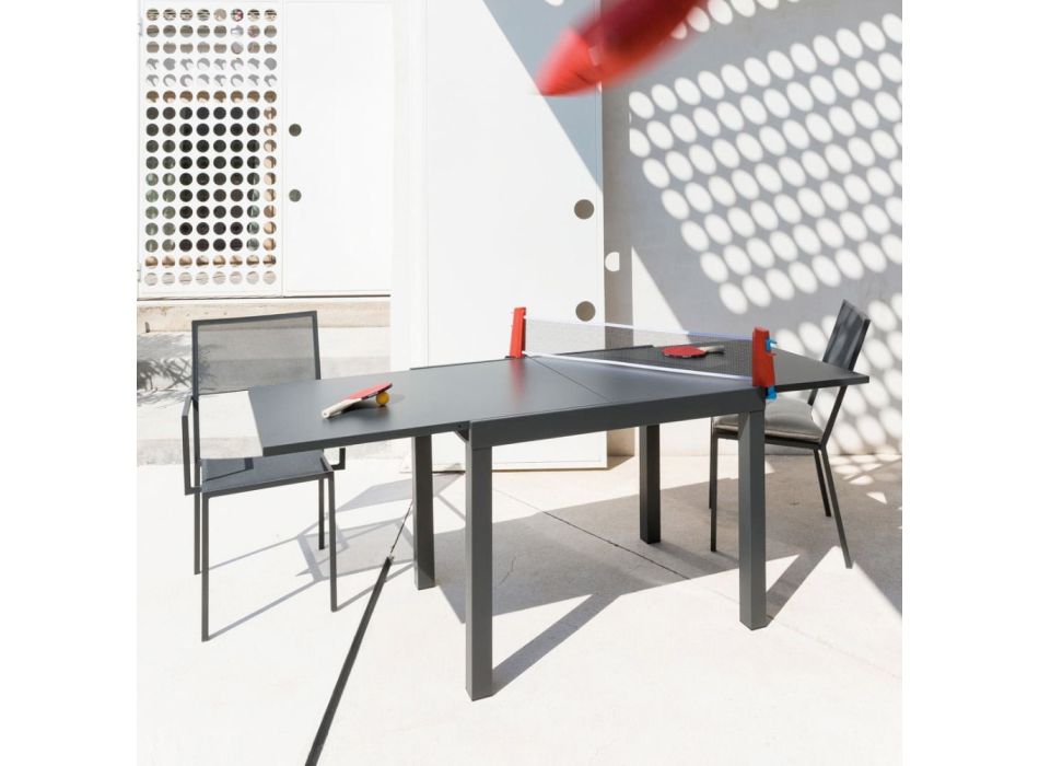 Ausziehbarer Gartentisch aus lackiertem verzinktem Eisen Made in Italy - Woody Viadurini