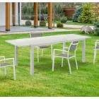 Ausziehbarer Gartentisch mit weißer Aluminiumplatte und Sockel – Parler Viadurini