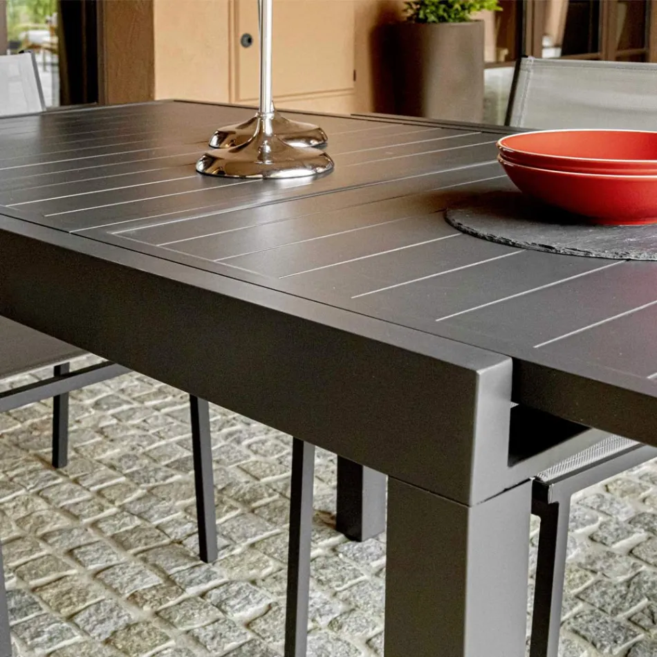 Ausziehbarer Gartentisch komplett aus Aluminium - Sheet Viadurini