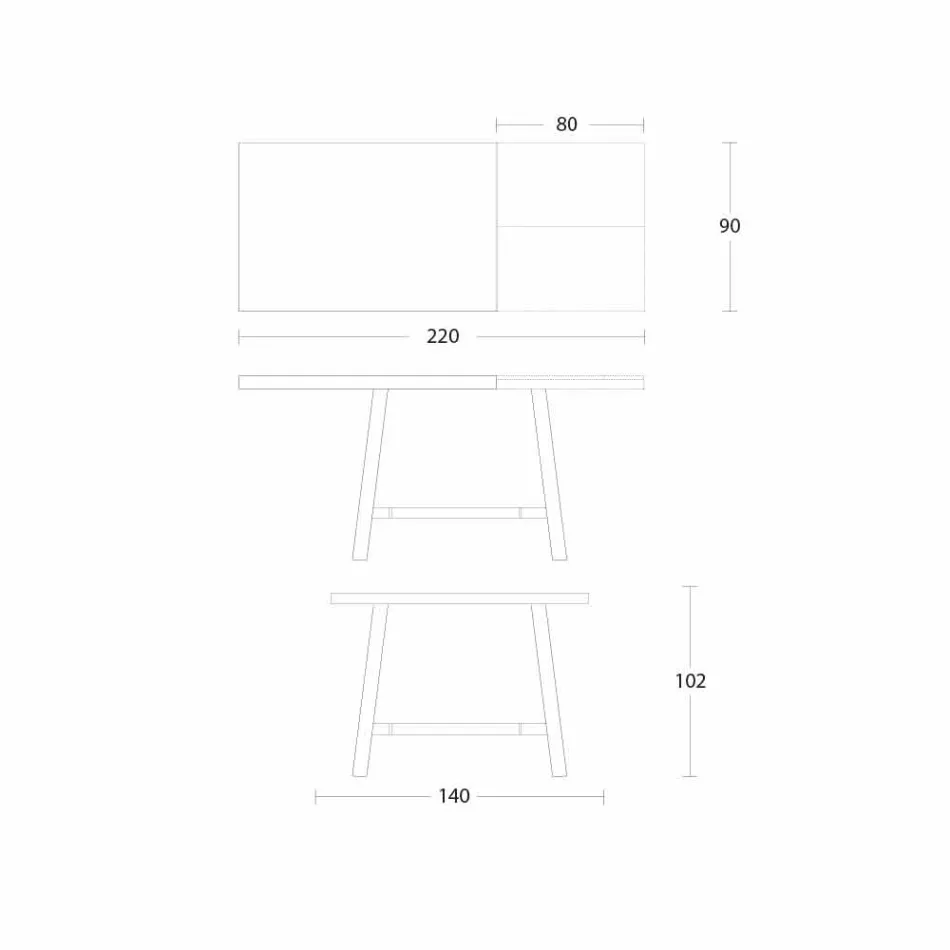 Ausziehbarer Esstisch aus Holz und Metall bis zu 280 cm - Gallotto Viadurini