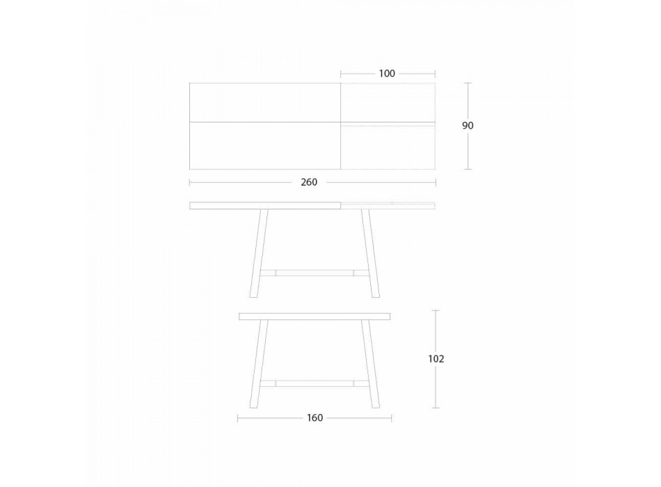 Ausziehbarer Esstisch aus Holz und Metall bis zu 280 cm - Gallotto