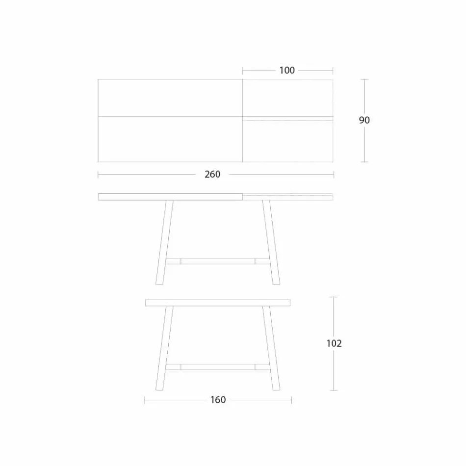 Ausziehbarer Esstisch aus Holz und Metall bis zu 280 cm - Gallotto Viadurini