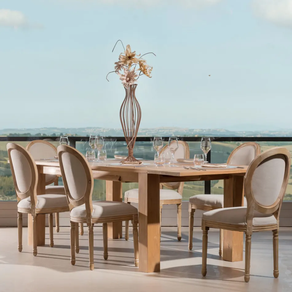 Ausziehbarer Wohnzimmertisch aus massivem Teakholz - Fidia Viadurini