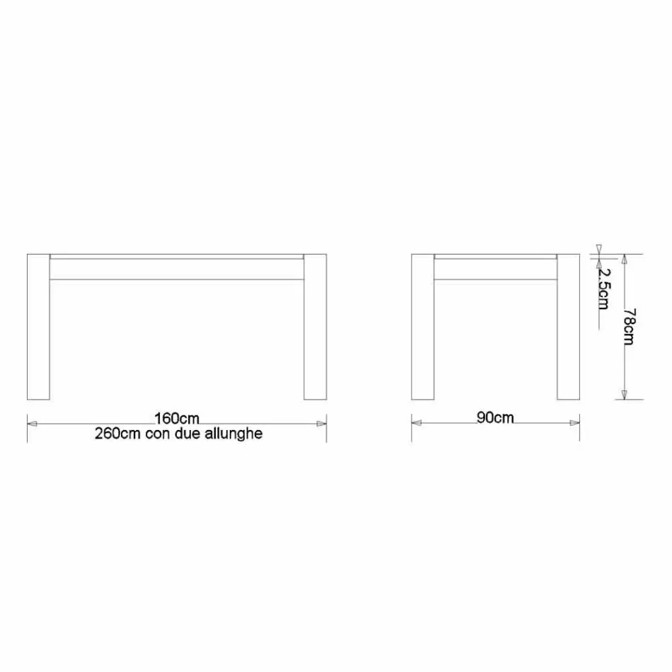 Ausziehbarer Designtisch aus Eichenholz, L160 / 260xP90cm, Jacob Viadurini