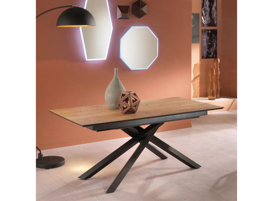 Ausziehbarer Designtisch mit Metallbeinen, Lucera Viadurini