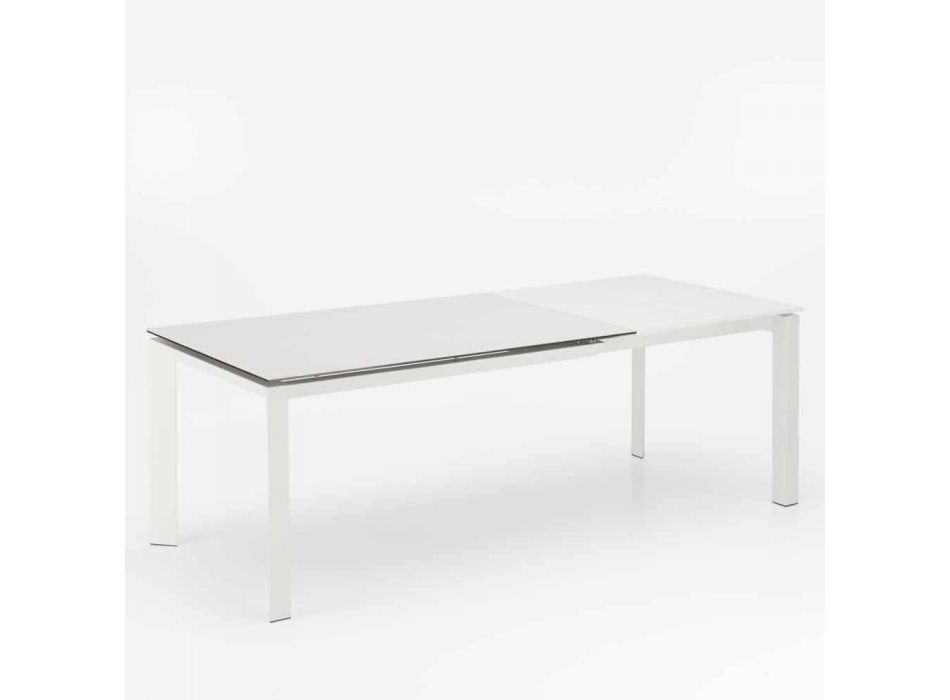 Design ausziehbarer Tisch mit weißer Keramikplatte, Nosate Viadurini