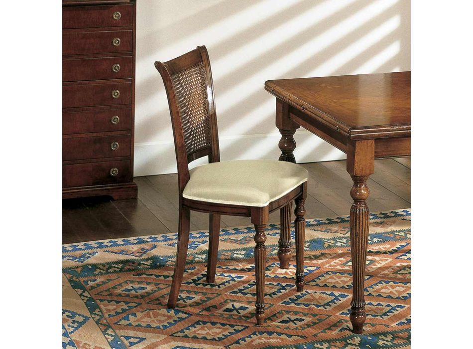 Ausziehbarer Tisch und 2 Stühle aus patiniertem Walnussholz, hergestellt in Italien – Biotite Viadurini