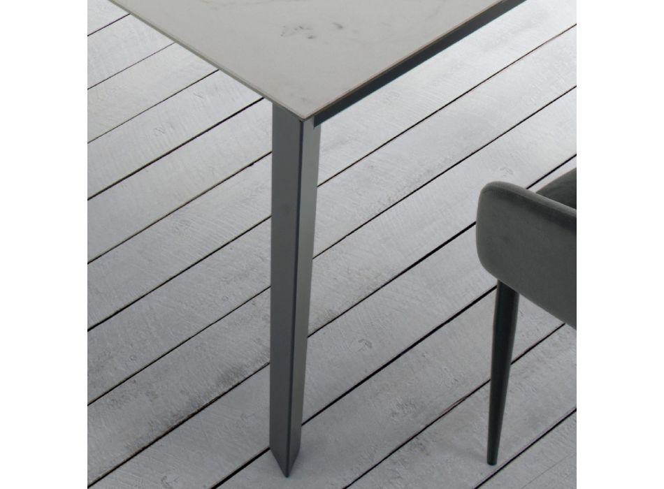Ausziehbarer Tisch für bis zu 14 Sitzplätze aus Keramik und Stahl, hergestellt in Italien – Siebzigerjahre Viadurini