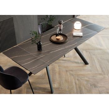 Ausziehbarer Tisch bis zu 200 cm Metallbasis und Gres-Platte - Norris