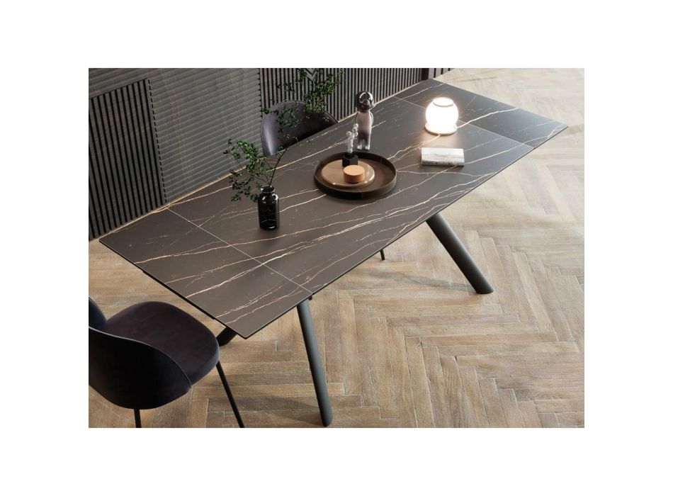 Ausziehbarer Tisch bis zu 200 cm Metallbasis und Gres-Platte - Norris