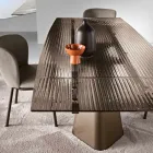 Ausziehbarer Tisch bis zu 240 cm aus klarem, geriffeltem Glas, hergestellt in Italien - Talete Viadurini