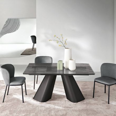 Ausziehbarer Tisch bis 240 cm aus klarem, geriffeltem Glas, hergestellt in Italien - Talete Viadurini