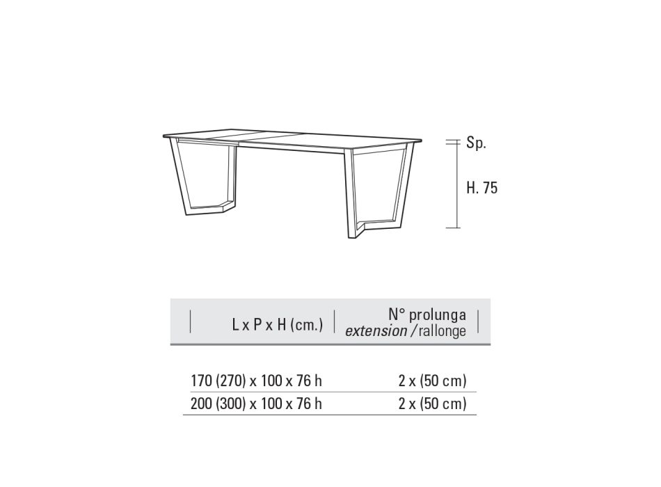 Ausziehbarer Tisch bis zu 300 cm Platte aus laminiertem HPL Made in Italy - Bastiano Viadurini