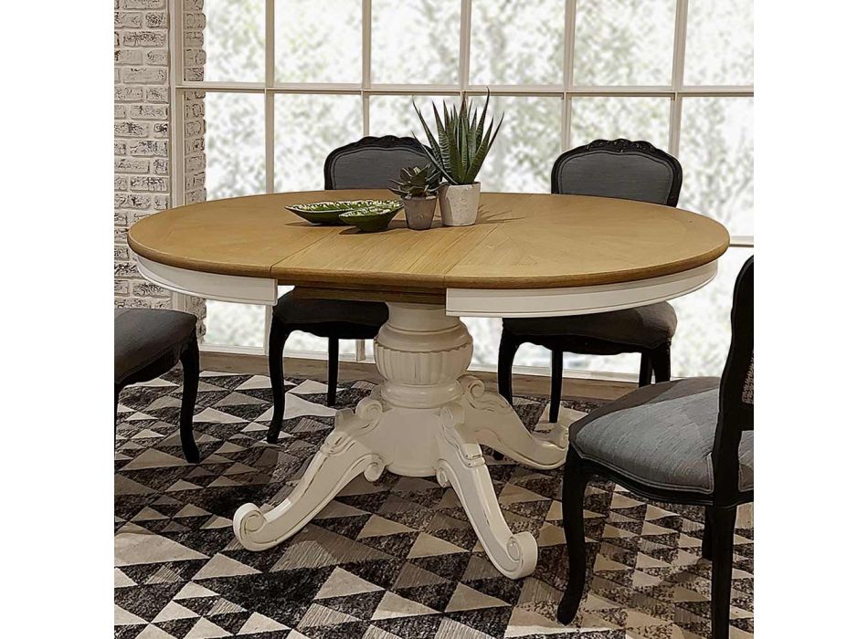 Ausziehbarer Tisch bis zu 160 cm aus Eiche und Massivholz – Lycium Viadurini