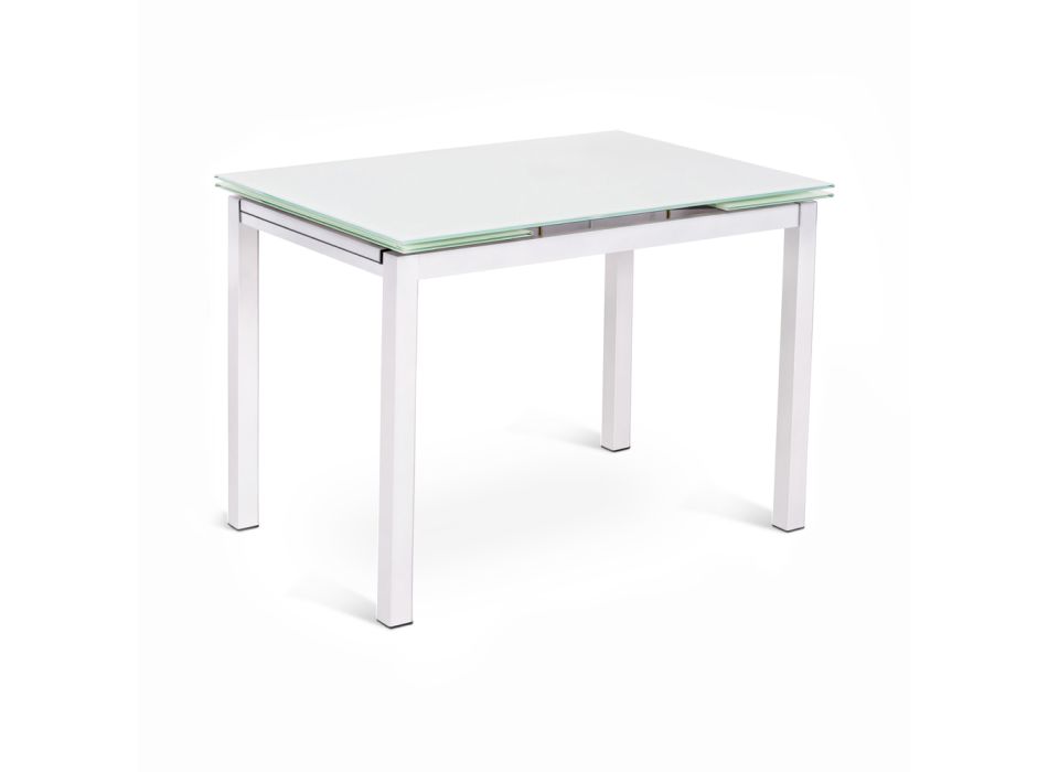 Ausziehbarer Tisch bis 170 cm mit Glasplatte und Metallgestell – Apple Viadurini