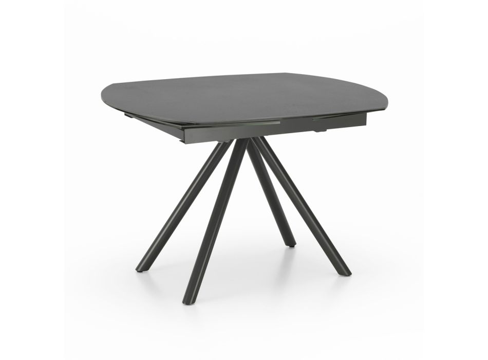 Ausziehbarer Tisch bis 180 cm aus Keramik auf Glas und Metall – Lozzolo Viadurini