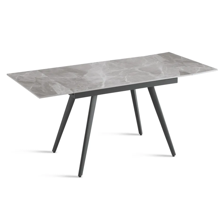 Ausziehbarer Tisch bis 180 cm in Marmoroptik aus Stein und Metall - Numa Viadurini