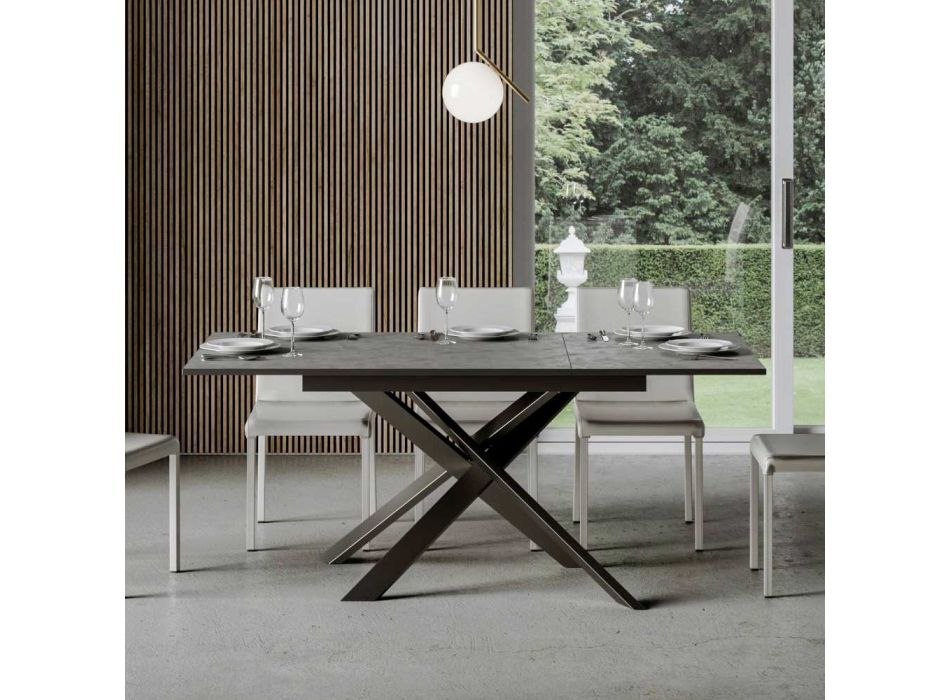 Ausziehbarer Tisch bis zu 2 Meter aus Holz und Eisen, hergestellt in Italien – Gattix Viadurini