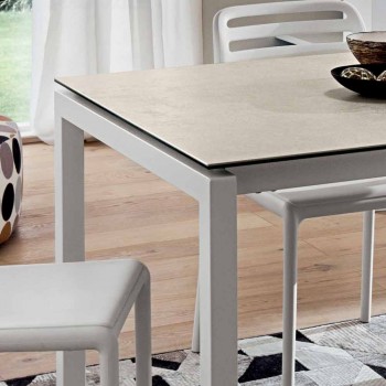 Ausziehbarer Tisch Bis zu 238 cm aus Laminam und Metall Made in Italy - Remigio