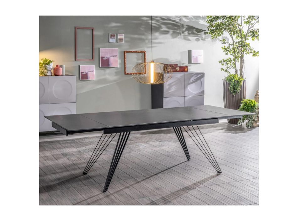 Ausziehbarer Tisch bis 240 cm aus Keramik und Metall – Bouquet Viadurini