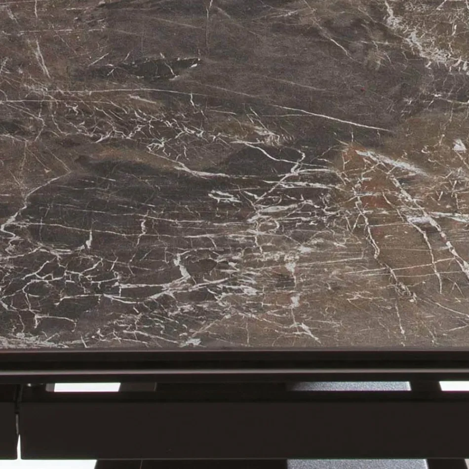 Ausziehbarer Tisch bis 280 cm aus Stahl und mattem Keramikglas - Viterbo Viadurini