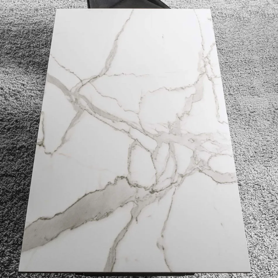 Ausziehbarer Tisch bis 280 cm aus Stahl und mattem Keramikglas - Viterbo Viadurini