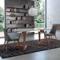Esstisch ausziehbar bis 280 cm aus Glas und Furnierholz - Eugrafo