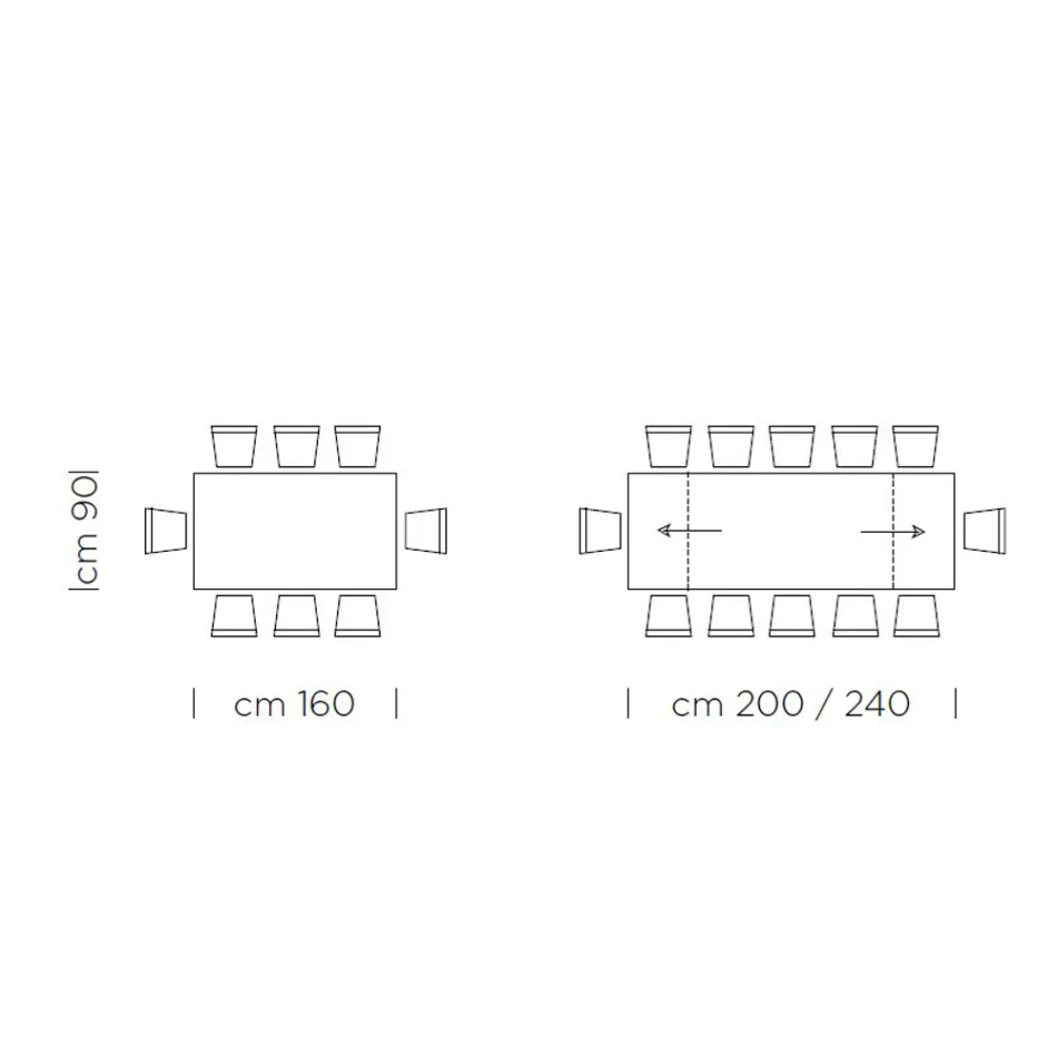 Ausziehbarer Tisch bis 300 cm mit furnierter Platte, hergestellt in Italien – Grotta Viadurini
