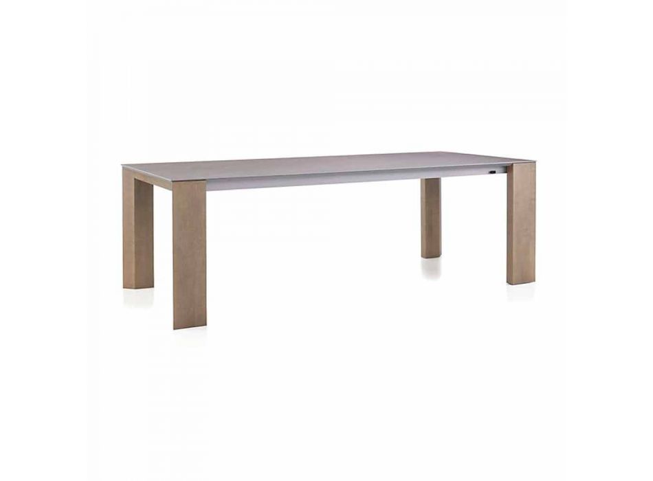 Ausziehbarer Tisch Bis zu 300 cm in Keramik- und Holzbeinen - Ipanemo Viadurini