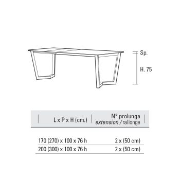 Ausziehbarer Tisch bis zu 300 cm aus geschichtetem HPL Made in Italy - Bastiano