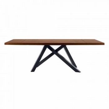 Ausziehbarer Tisch bis 300 cm aus Holz und Stahl Made in Italy - Settimmio