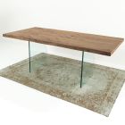Ausziehbarer Tisch bis 300 cm aus furniertem Holz und Glas – Tear Viadurini