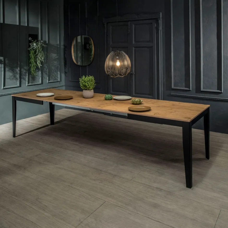 Ausziehbarer Tisch bis zu 316 cm in Melamin und Metallgestell – Weihrauch Viadurini