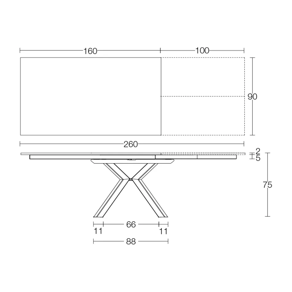 Ausziehbarer Tisch aus polierter Calacatta-Schwarzkeramik Starlit - Balia Viadurini