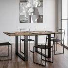 Ausziehbarer Tisch aus Holz und Stahl, hergestellt in Italien – Badesi Viadurini