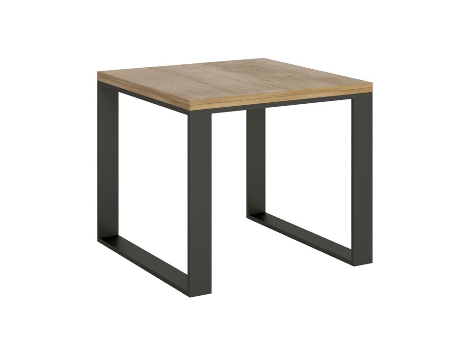 Ausziehbarer Tisch aus Holz und Stahl, hergestellt in Italien – Badesi Viadurini