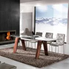 Ausziehtisch aus Massivholz und gehärtetes Glas Tschad Viadurini