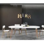 Verlängerbarer Holztisch mit matt weißer Tischplatte Ian Viadurini