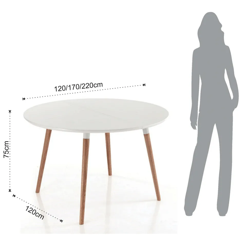 Verlängerbarer Holztisch mit matt weißer Tischplatte Ian Viadurini