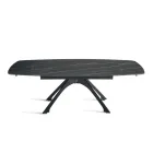 Ausziehbarer Metalltisch mit Tischplatte aus Feinsteinzeug in Marmoroptik - Vittorio Viadurini