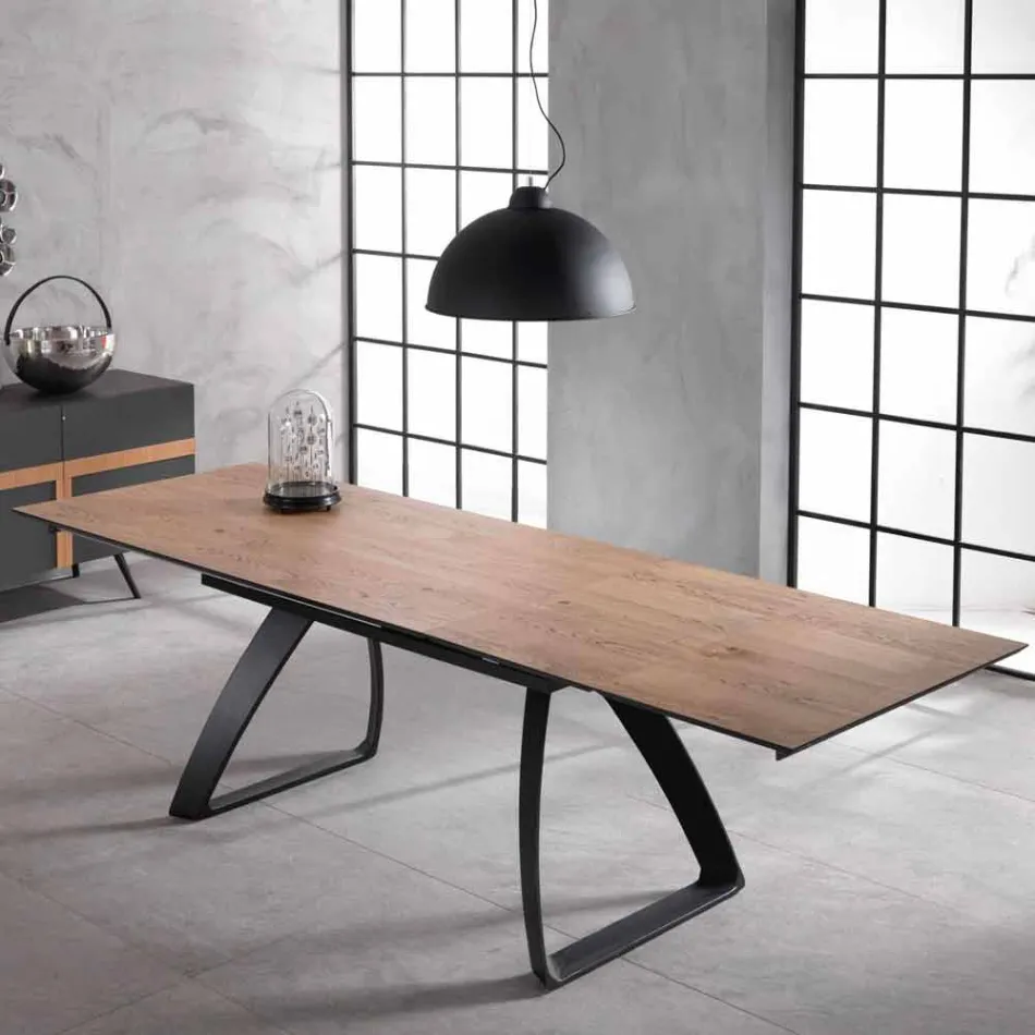 Moderner ausziehbarer Tisch mit Metallbeinen, Villongo Viadurini