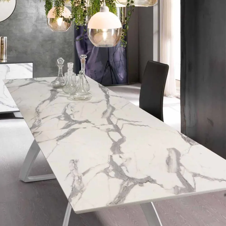 Moderner ausziehbarer Tisch mit Metallbeinen, Villongo Viadurini