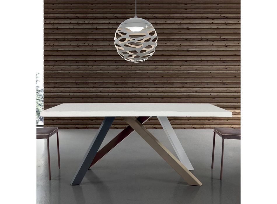 Moderner ausziehbarer Tisch mit laminierter Holzplatte, hergestellt in Italien – Settimmio Viadurini