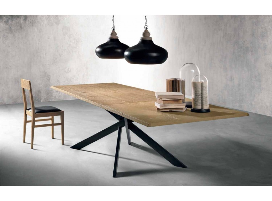 Moderner ausziehbarer Tisch aus Eichenholz Made in Italy - Oncino Viadurini
