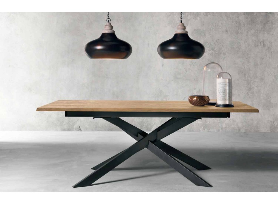 Moderner ausziehbarer Tisch aus Eichenholz Made in Italy - Oncino Viadurini