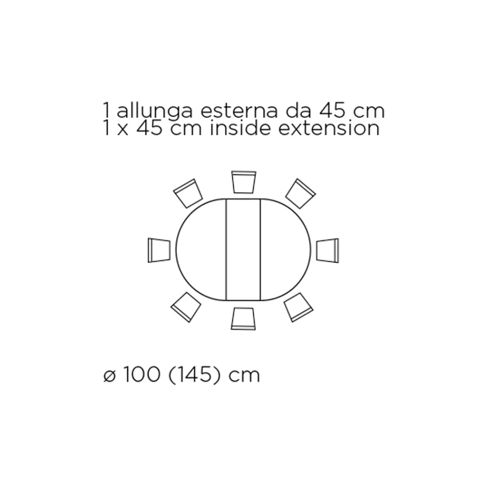 Ausziehbarer runder Wohnzimmertisch aus Laminat, hergestellt in Italien – Dollars Viadurini