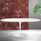 Saarinen Tulip Ausziehtisch H 74 cm in Weiß Florim Keramik - Scharlachrot Viadurini