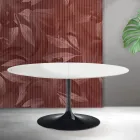 Saarinen Tulip Ausziehtisch H 74 cm in Weiß Florim Keramik - Scharlachrot Viadurini