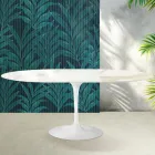 Saarinen Tulip Ausziehtisch H 74 cm in Florim Calacatta Gold Gloss Keramik - Scharlachrot Viadurini