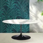 Saarinen Tulip Ausziehtisch H 74 cm in glänzender Statuario Florim Keramik - Scharlachrot Viadurini